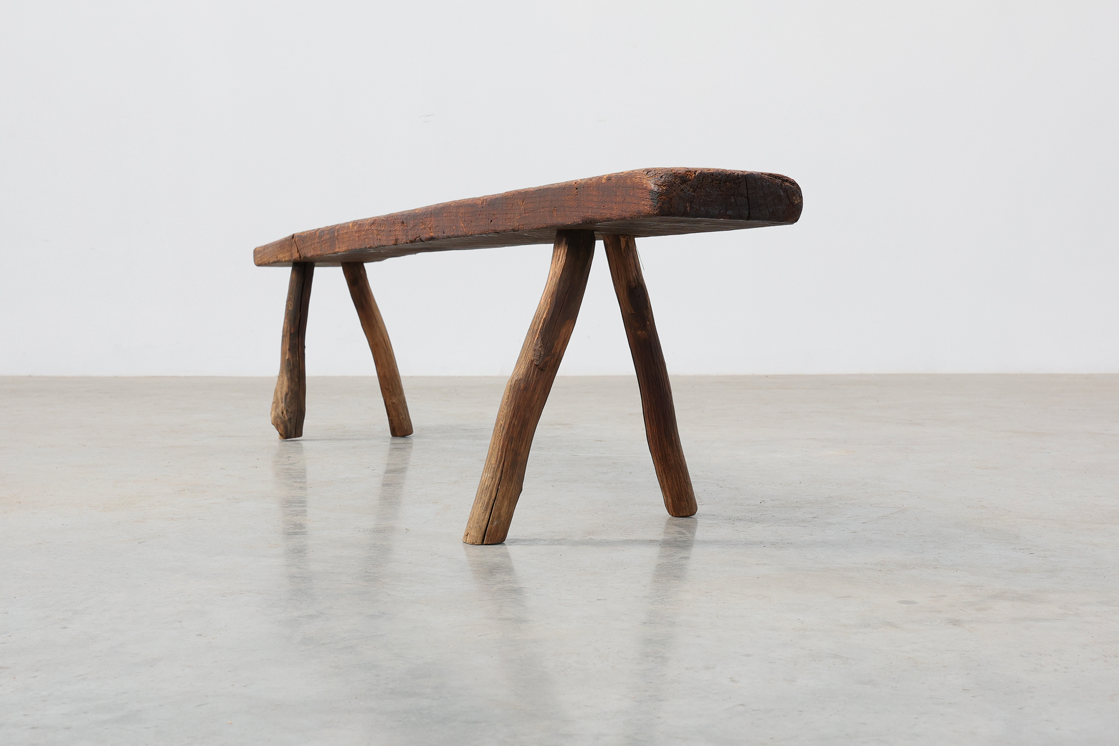 French Primitive Farmhouse Bench with Splayed Legs, 19th Centurythumbnail